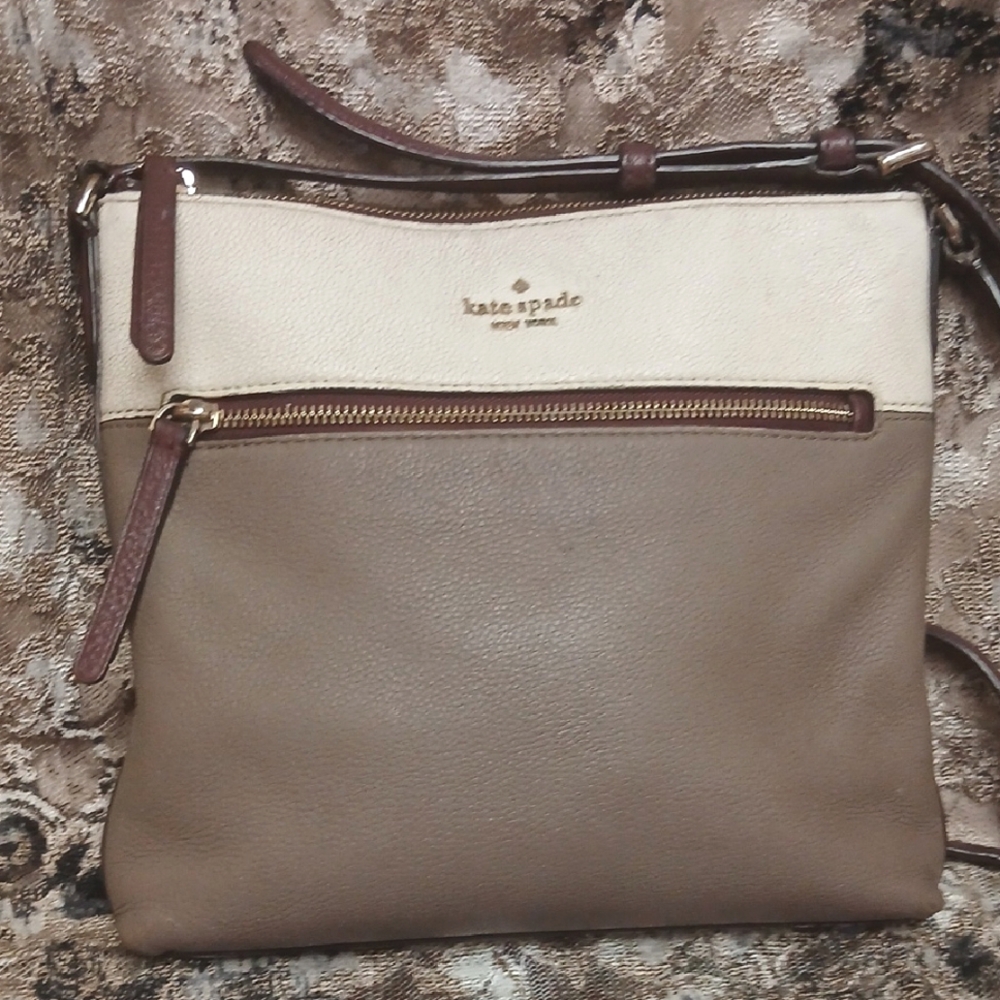 Kate Spade Tan and Cream And Brown  Crossbody Bag 9.5" X 10.25" X 2.25"